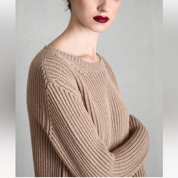 MaxMara label-cutWoman Anagni Fringed MetallicRibbed Wool-Blend Sweater Gold S,M - Picture 3 of 13